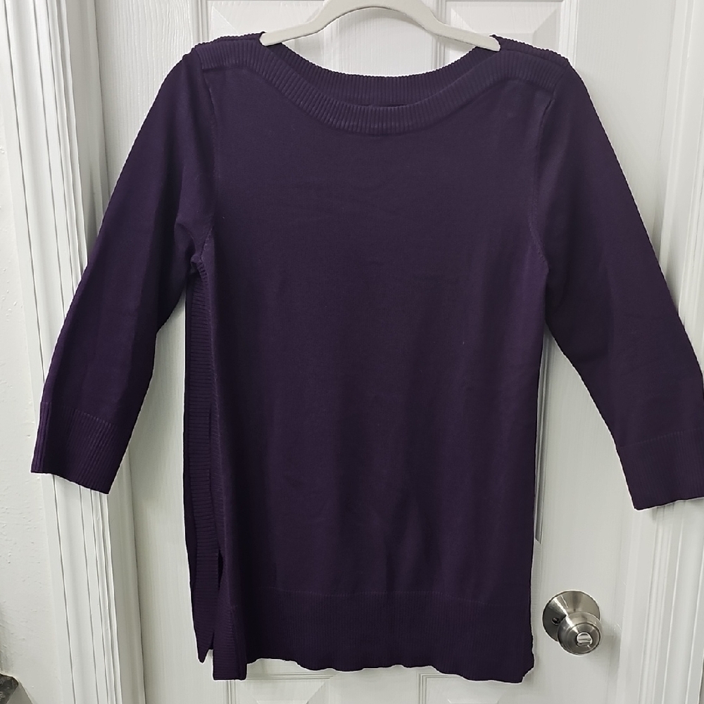 Adrienne Vittadini Deep Purple Crew Neck Sweater